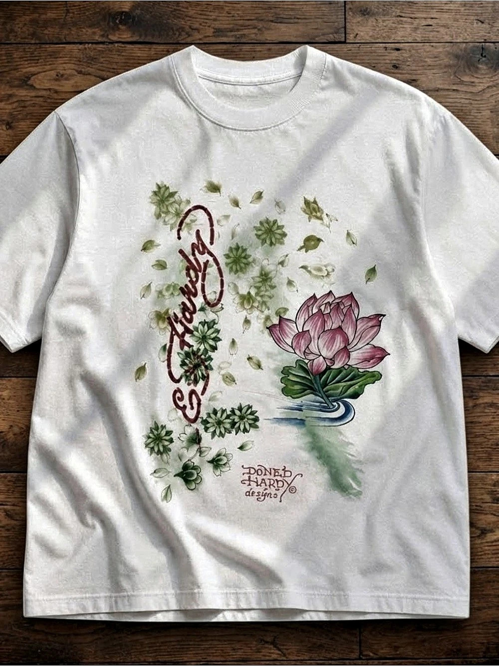 Gildan Floral Graphic T-Shirt White & Pink
